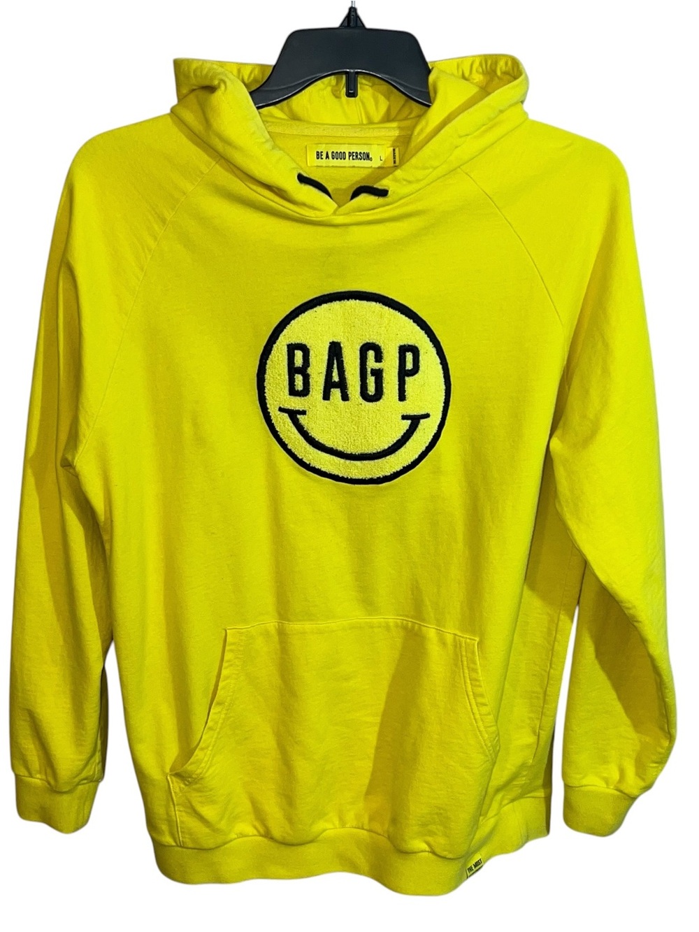 Be A Good Person Hoodie Sweatshirt Men’s L Yellow Black